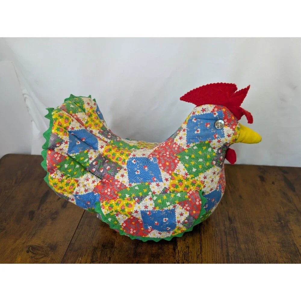 Vintage Patchwork Fabric Chicken Doorstop Draft Stopper Handmade Country Decor